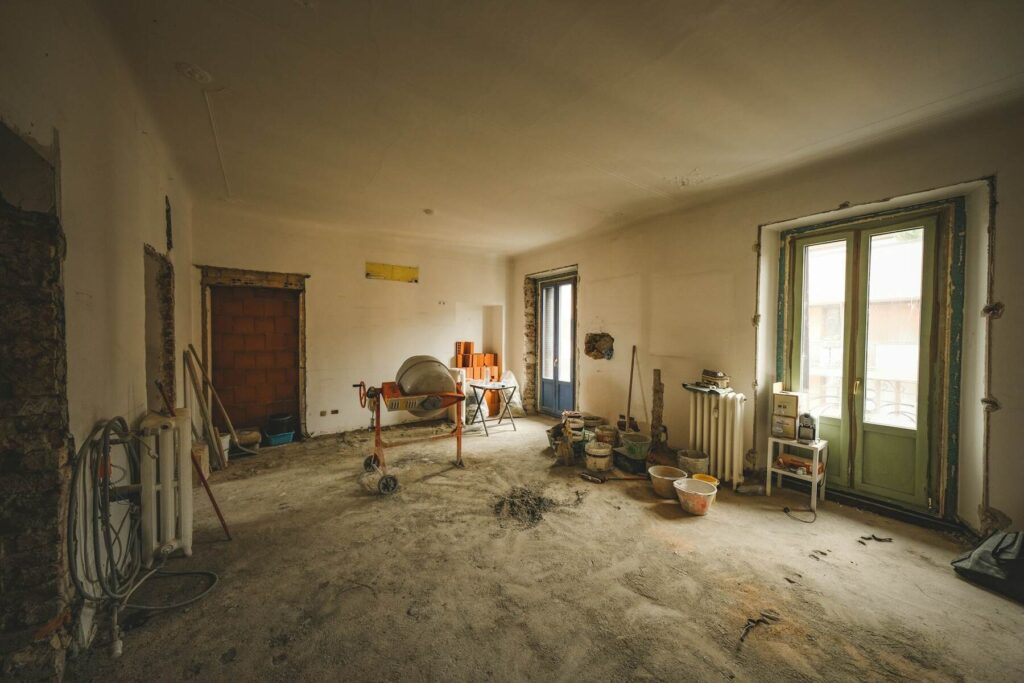 Home renovation site after asbestos testing