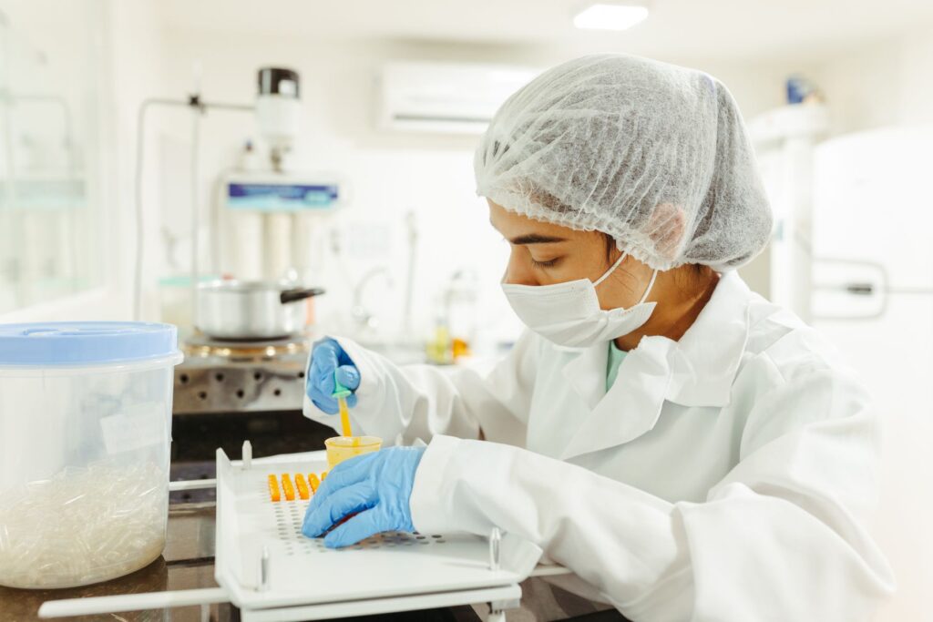 Lab technician preparing samples for indoor air quality testing